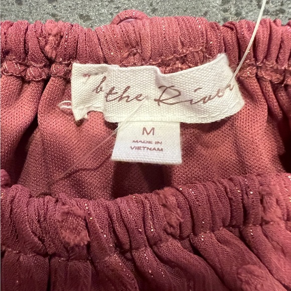 🤎❤️👚BY THE RIVER Anthropologie Rusty Rose Metallic Blouse Shirt Top NWT - Picture 12 of 12